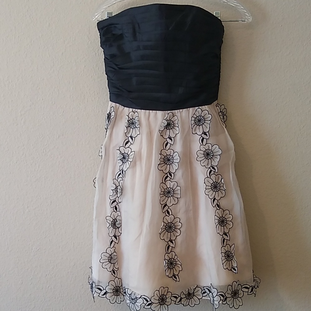 Betsey Johnson Black and Cream Floral Mini Dress